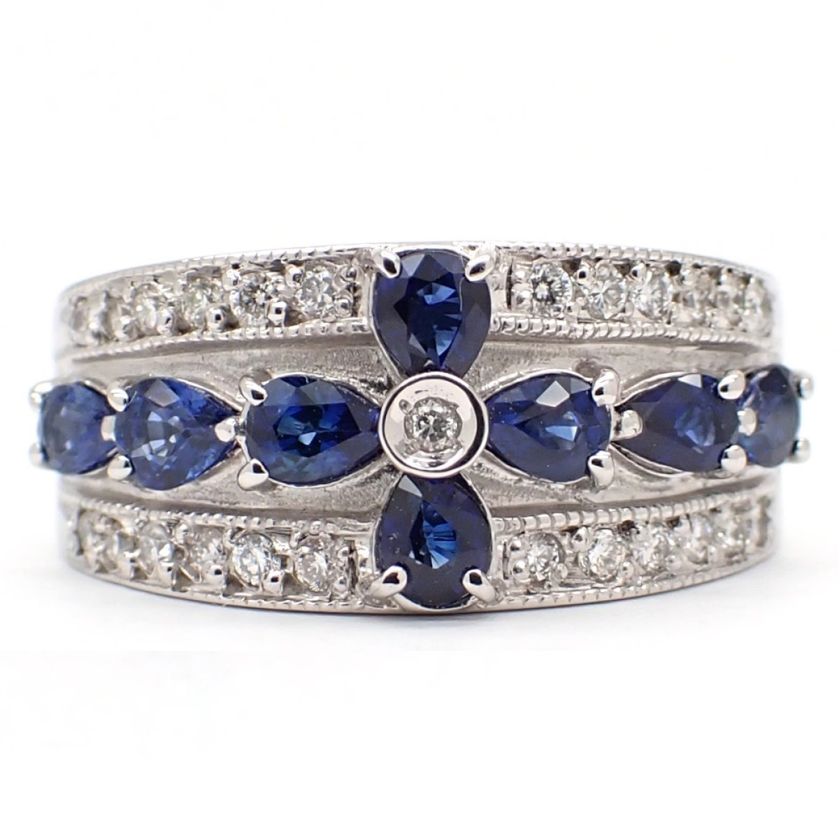 画像1: Pt900 プラチナ　サファイア　1.32ct　ダイヤモンド　0.25ct　指輪　中古　ダイヤ　美品　リング　質屋　9月誕生石　アクセサリー　レディース　ジュエリー