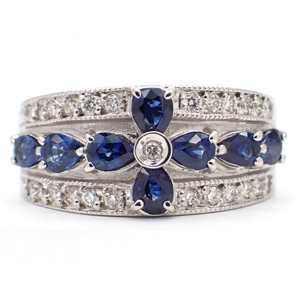 画像1: Pt900 プラチナ　サファイア　1.32ct　ダイヤモンド　0.25ct　指輪　中古　ダイヤ　美品　リング　質屋　9月誕生石　アクセサリー　レディース　ジュエリー