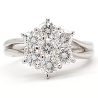 Pt900 プラチナ　ダイヤモンド　1.00ct　指輪　中古　ダイヤ　1カラット　フラワー　美品　新品仕上げ済　豪華　リング　質屋　レディース　ジュエリー　花　4月誕生石