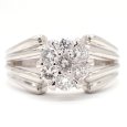 画像1: Pt900 プラチナ　ダイヤモンド　0.35ct　指輪　中古　ダイヤ　フラワー　美品　新品仕上げ済　リング　質屋　レディース　ジュエリー　花　4月誕生石 (1)