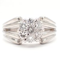 Pt900 プラチナ　ダイヤモンド　0.35ct　指輪　中古　ダイヤ　フラワー　美品　新品仕上げ済　リング　質屋　レディース　ジュエリー　花　4月誕生石