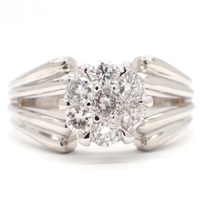 Pt900 プラチナ　ダイヤモンド　0.35ct　指輪　中古　ダイヤ　フラワー　美品　新品仕上げ済　リング　質屋　レディース　ジュエリー　花　4月誕生石