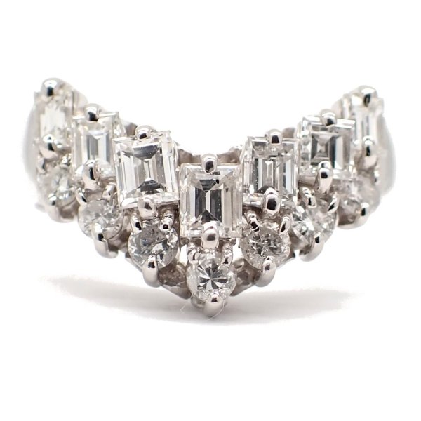 画像1: Pt900 プラチナ　ダイヤモンド　1.00ct　1カラット　指輪　中古　ダイヤ　V字　美品　リング　質屋　レディース　ジュエリー　V　4月誕生石