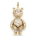 K18 ゴールド　イエローゴールド　K18YG　ダイヤモンド 3.10ct　ペンダント　トップのみ　クマ　３カラットアップ　豪華　中古　美品　ダイヤ　質屋　ベア　熊　トップ　レディース　ジュエリー　4月誕生石　動物
