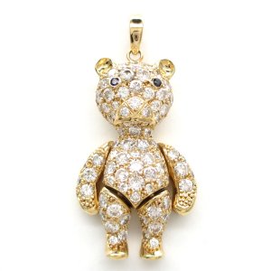 K18 ゴールド　イエローゴールド　K18YG　ダイヤモンド 3.10ct　ペンダント　トップのみ　クマ　３カラットアップ　豪華　中古　美品　ダイヤ　質屋　ベア　熊　トップ　レディース　ジュエリー　4月誕生石　動物