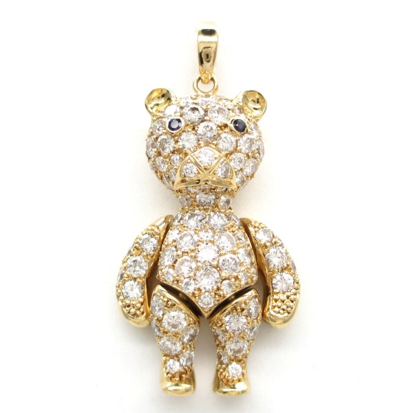 画像1: K18 ゴールド　イエローゴールド　K18YG　ダイヤモンド 3.10ct　ペンダント　トップのみ　クマ　３カラットアップ　豪華　中古　美品　ダイヤ　質屋　ベア　熊　トップ　レディース　ジュエリー　4月誕生石　動物