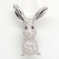 K18WG　ホワイトゴールド　ダイヤモンド 0.56ct　ブラックダイヤ 0.02ct　ペンダントトップ　パヴェ　ダイヤ　うさぎ　ラビット　中古　美品　レディース　ジュエリー　アクセサリー　動物　質屋