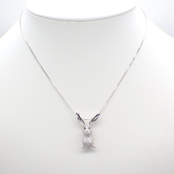 画像5: K18WG　ホワイトゴールド　ダイヤモンド 0.56ct　ブラックダイヤ 0.02ct　ペンダントトップ　パヴェ　ダイヤ　うさぎ　ラビット　中古　美品　レディース　ジュエリー　アクセサリー　動物　質屋