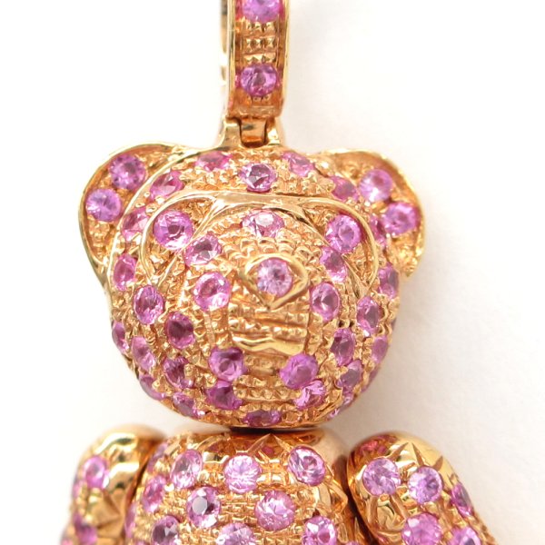 画像2: 750　ITALY　K18 ゴールド　ピンクサファイア　1.45ct　ペンダント付ネックレス　鑑別書付　クマ　豪華　中古　美品　ダイヤ　質屋　ベア　熊　トップ　レディース　ジュエリー　9月誕生石　動物