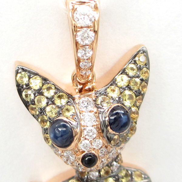 画像2: K18　ゴールド　750　サファイア　0.72ct　ダイヤモンド 0.18ct　ペンダントトップ　パヴェ　動物　中古　美品　レディース　ジュエリー　アクセサリー　動物　質屋　9月誕生石
