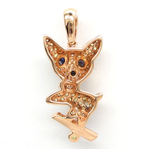 画像4: K18　ゴールド　750　サファイア　0.72ct　ダイヤモンド 0.18ct　ペンダントトップ　パヴェ　動物　中古　美品　レディース　ジュエリー　アクセサリー　動物　質屋　9月誕生石