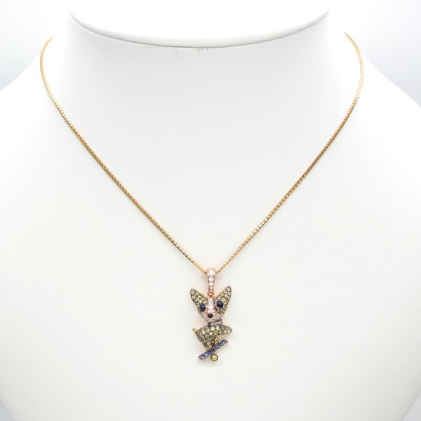 画像5: K18　ゴールド　750　サファイア　0.72ct　ダイヤモンド 0.18ct　ペンダントトップ　パヴェ　動物　中古　美品　レディース　ジュエリー　アクセサリー　動物　質屋　9月誕生石