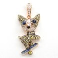 画像1: K18　ゴールド　750　サファイア　0.72ct　ダイヤモンド 0.18ct　ペンダントトップ　パヴェ　動物　中古　美品　レディース　ジュエリー　アクセサリー　動物　質屋　9月誕生石 (1)