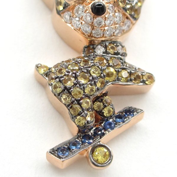 画像3: K18　ゴールド　750　サファイア　0.72ct　ダイヤモンド 0.18ct　ペンダントトップ　パヴェ　動物　中古　美品　レディース　ジュエリー　アクセサリー　動物　質屋　9月誕生石