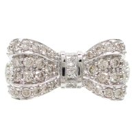 K18WG　ホワイトゴールド　ダイヤモンド　0.90ct　指輪　中古　ダイヤ　リボン　美品　リング　レディース　ジュエリー　アクセサリー　りぼん　豪華　質屋　4月誕生石