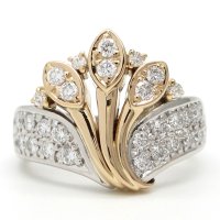 Pt900　プラチナ　K18　ゴールド　コンビ　ダイヤモンド　0.79ct　指輪　中古　ダイヤ　鑑別書付　新品仕上げ済　美品　リング　レディース　ジュエリー　アクセサリー　質屋　4月誕生石