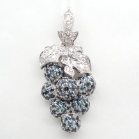 K18WG　ホワイトゴールド　アレキサンドライト 2.20ct　ダイヤモンド 0.75ct　ペンダントトップ　ソーティング付　パヴェダイヤ　ブドウ　中古　美品　レディース　ジュエリー　アクセサリー　果物　6月誕生石　質屋