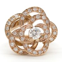 K18　ゴールド　ピンクゴールド　ダイヤモンド　0.322ct 0.40ct　指輪　中古　ダイヤ　バラ　薔薇　フラワー　美品　リング　レディース　ジュエリー　アクセサリー　お花　質屋　4月誕生石