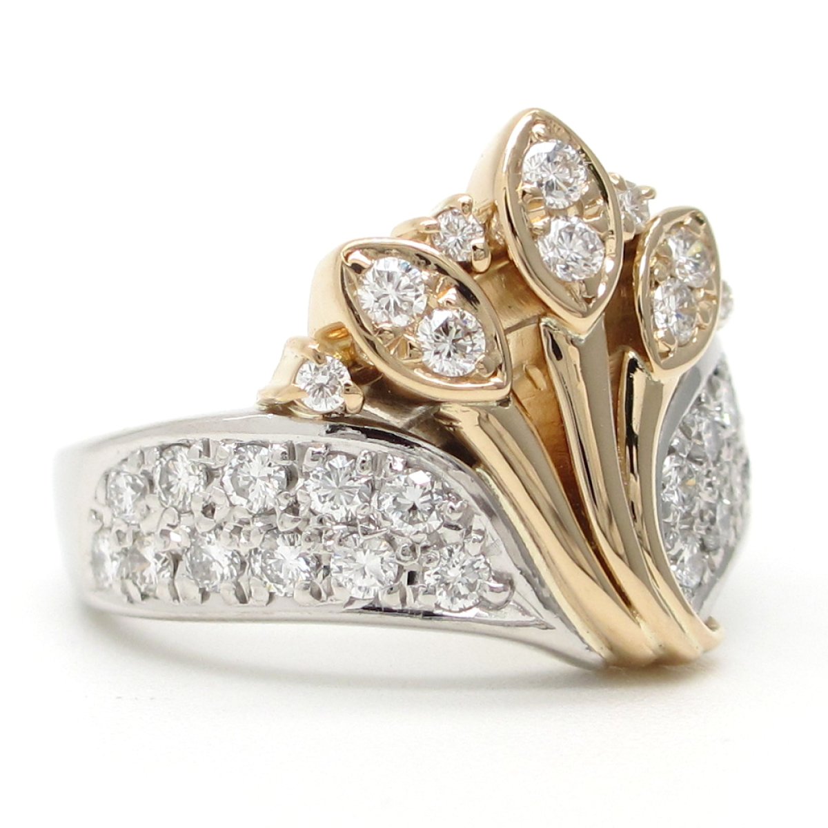 画像2: Pt900　プラチナ　K18　ゴールド　コンビ　ダイヤモンド　0.79ct　指輪　中古　ダイヤ　鑑別書付　新品仕上げ済　美品　リング　レディース　ジュエリー　アクセサリー　質屋　4月誕生石