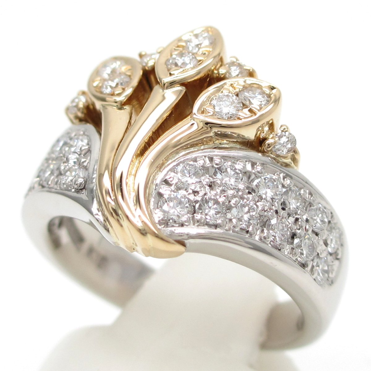 画像3: Pt900　プラチナ　K18　ゴールド　コンビ　ダイヤモンド　0.79ct　指輪　中古　ダイヤ　鑑別書付　新品仕上げ済　美品　リング　レディース　ジュエリー　アクセサリー　質屋　4月誕生石