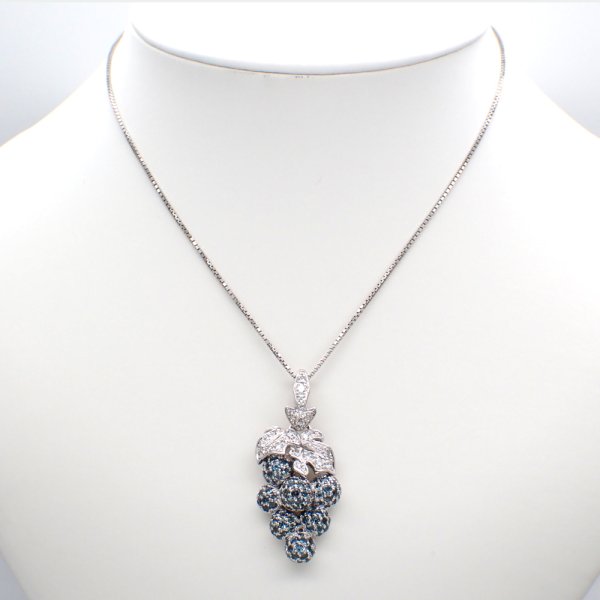 画像5: K18WG　ホワイトゴールド　アレキサンドライト 2.20ct　ダイヤモンド 0.75ct　ペンダントトップ　ソーティング付　パヴェダイヤ　ブドウ　中古　美品　レディース　ジュエリー　アクセサリー　果物　6月誕生石　質屋