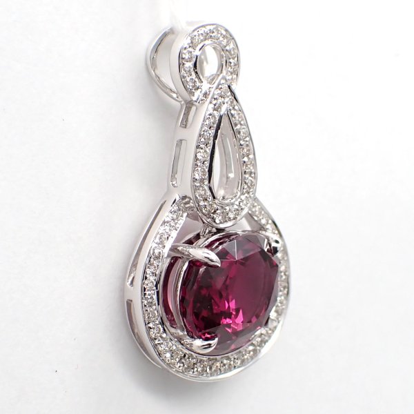 画像2: K18WG　ホワイトゴールド　トルマリン 4.03ct　ダイヤモンド 0.27ct　ペンダントトップ 　ダイヤ　中古　美品　トップのみ　ペンダント　ジュエリー　レディース　アクセサリー　10月誕生石　質屋