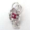 画像2: Pt900 プラチナ　ルビー 0.47ct　ダイヤモンド 0.09ct　ペンダントトップ 　フラワー　ダイヤ　中古　美品　トップのみ　ペンダント　ジュエリー　レディース　アクセサリー　花　７月誕生石　質屋 (2)