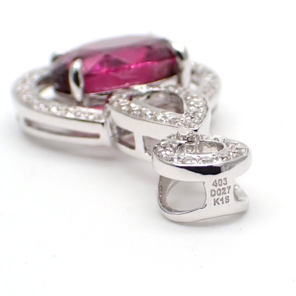 画像4: K18WG　ホワイトゴールド　トルマリン 4.03ct　ダイヤモンド 0.27ct　ペンダントトップ 　ダイヤ　中古　美品　トップのみ　ペンダント　ジュエリー　レディース　アクセサリー　10月誕生石　質屋