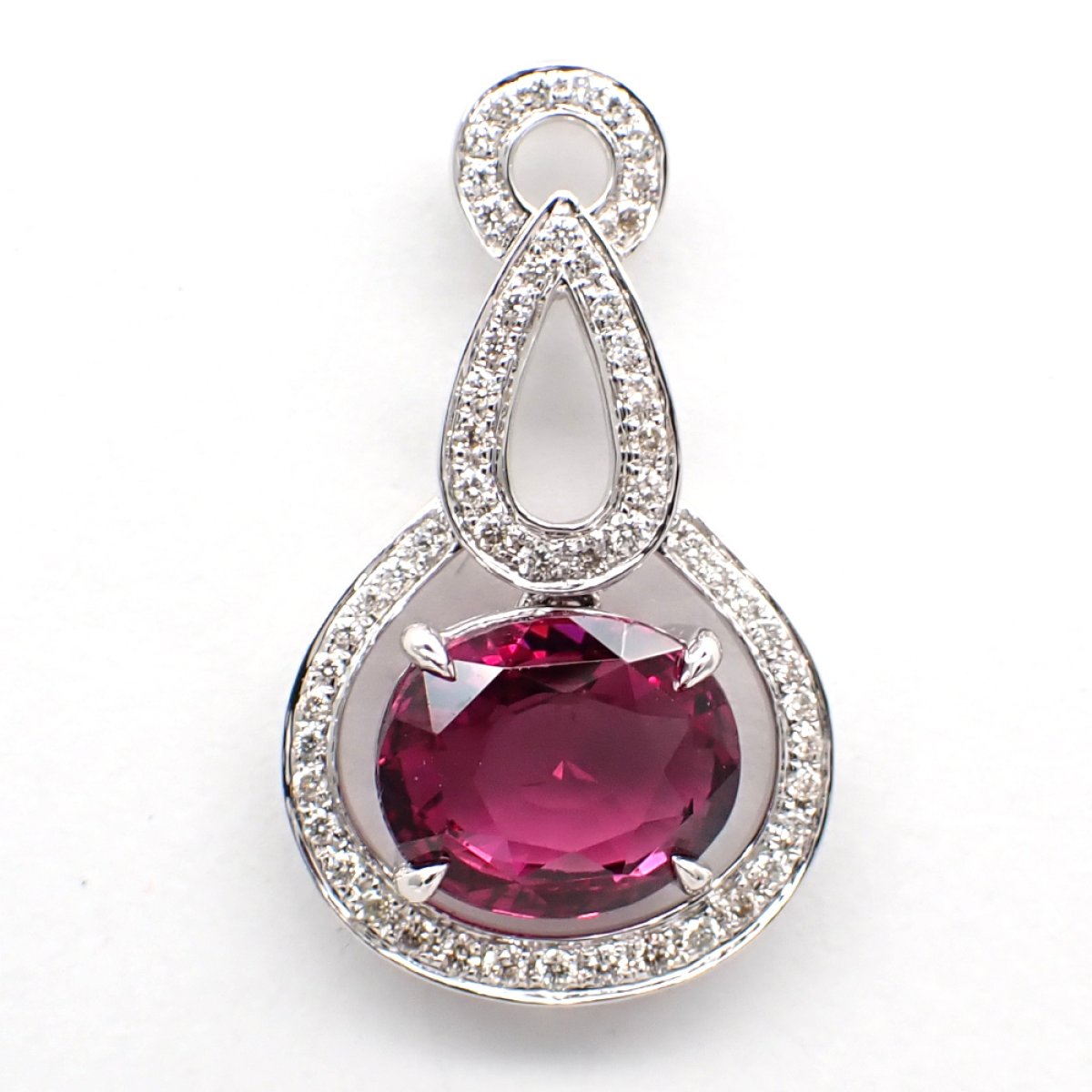画像1: K18WG　ホワイトゴールド　トルマリン 4.03ct　ダイヤモンド 0.27ct　ペンダントトップ 　ダイヤ　中古　美品　トップのみ　ペンダント　ジュエリー　レディース　アクセサリー　10月誕生石　質屋