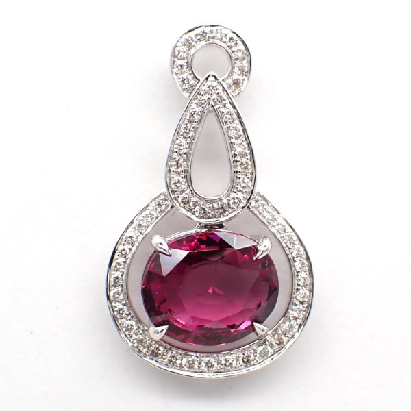 画像1: K18WG　ホワイトゴールド　トルマリン 4.03ct　ダイヤモンド 0.27ct　ペンダントトップ 　ダイヤ　中古　美品　トップのみ　ペンダント　ジュエリー　レディース　アクセサリー　10月誕生石　質屋
