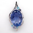 画像1: K18WG　ホワイトゴールド　大粒 フルオライト 25.76ct　ダイヤモンド 0.03ct　ソーティング付　ペンダントトップ 　ダイヤ　中古　美品　トップのみ　ペンダント　ジュエリー　レディース　アクセサリー　質屋 (1)
