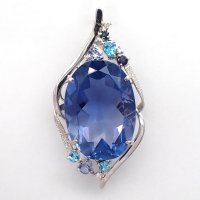 K18WG　ホワイトゴールド　大粒 フルオライト 25.76ct　ダイヤモンド 0.03ct　ソーティング付　ペンダントトップ 　ダイヤ　中古　美品　トップのみ　ペンダント　ジュエリー　レディース　アクセサリー　質屋