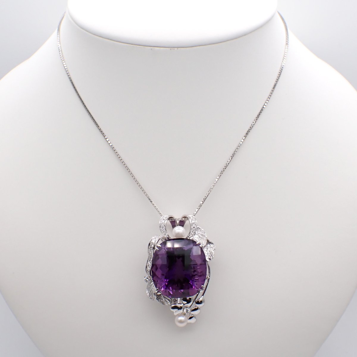 画像5: K18WG　ホワイトゴールド　大粒 アメジスト 38.19ct　ダイヤモンド 0.39ct　パール　ペンダントトップ 　ダイヤ　中古　美品　トップのみ　2月誕生石　ペンダント　ジュエリー　レディース　アクセサリー　質屋