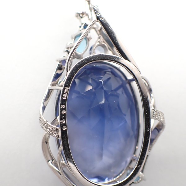 画像4: K18WG　ホワイトゴールド　大粒 フルオライト 25.76ct　ダイヤモンド 0.03ct　ソーティング付　ペンダントトップ 　ダイヤ　中古　美品　トップのみ　ペンダント　ジュエリー　レディース　アクセサリー　質屋