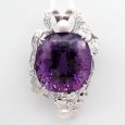 画像1: K18WG　ホワイトゴールド　大粒 アメジスト 38.19ct　ダイヤモンド 0.39ct　パール　ペンダントトップ 　ダイヤ　中古　美品　トップのみ　2月誕生石　ペンダント　ジュエリー　レディース　アクセサリー　質屋 (1)