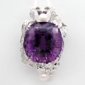 K18WG　ホワイトゴールド　大粒 アメジスト 38.19ct　ダイヤモンド 0.39ct　パール　ペンダントトップ 　ダイヤ　中古　美品　トップのみ　2月誕生石　ペンダント　ジュエリー　レディース　アクセサリー　質屋