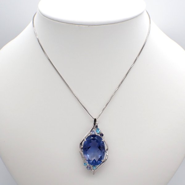 画像5: K18WG　ホワイトゴールド　大粒 フルオライト 25.76ct　ダイヤモンド 0.03ct　ソーティング付　ペンダントトップ 　ダイヤ　中古　美品　トップのみ　ペンダント　ジュエリー　レディース　アクセサリー　質屋