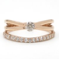 K18　ゴールド　ピンクゴールド　ダイヤモンド　0.30ct　指輪　中古　ダイヤ　美品　リング　レディース　ジュエリー　アクセサリー　シンプル　質屋　4月誕生石