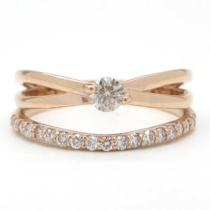 K18　ゴールド　ピンクゴールド　ダイヤモンド　0.30ct　指輪　中古　ダイヤ　美品　リング　レディース　ジュエリー　アクセサリー　シンプル　質屋　4月誕生石