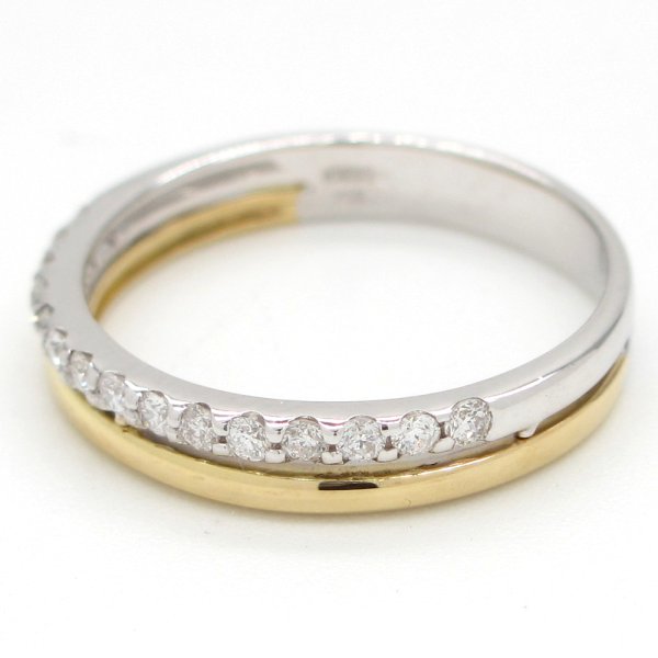 画像2: K18　ゴールド　K18WG　ホワイトゴールド　ダイヤモンド　0.20ct　指輪　中古　ダイヤ　美品　リング　一文字風　レディース　ジュエリー　アクセサリー　シンプル　コンビ　質屋　4月誕生石