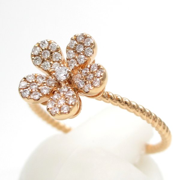 画像4: K18　ゴールド　750　ピンクゴールド　ダイヤモンド　0.21ct　指輪　中古　ダイヤ　フラワー　花　美品　リング　レディース　ジュエリー　アクセサリー　お花　質屋　4月誕生石