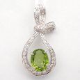 画像1: K18WG　ホワイトゴールド　ペリドット 2.10ct　ダイヤモンド 0.66ct　ペンダントトップ 　ダイヤ　中古　美品　トップのみ　ペンダント　ジュエリー　レディース　アクセサリー　8月誕生石　質屋 (1)