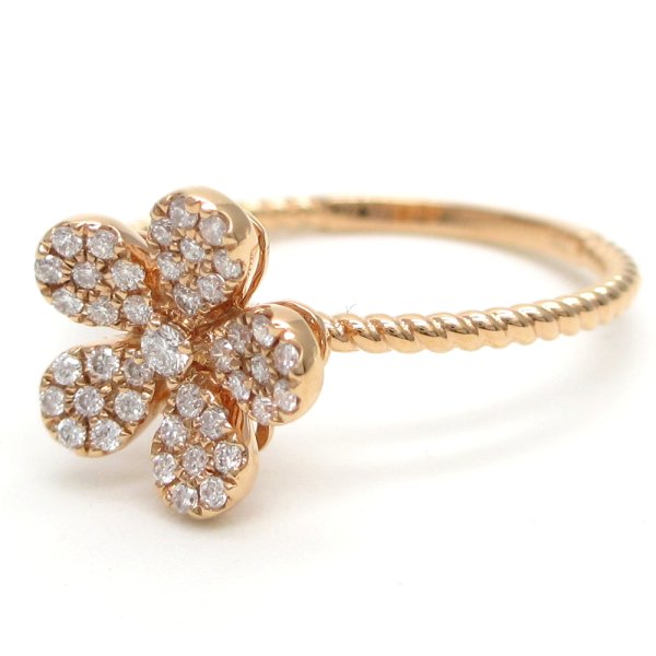 画像2: K18　ゴールド　750　ピンクゴールド　ダイヤモンド　0.21ct　指輪　中古　ダイヤ　フラワー　花　美品　リング　レディース　ジュエリー　アクセサリー　お花　質屋　4月誕生石