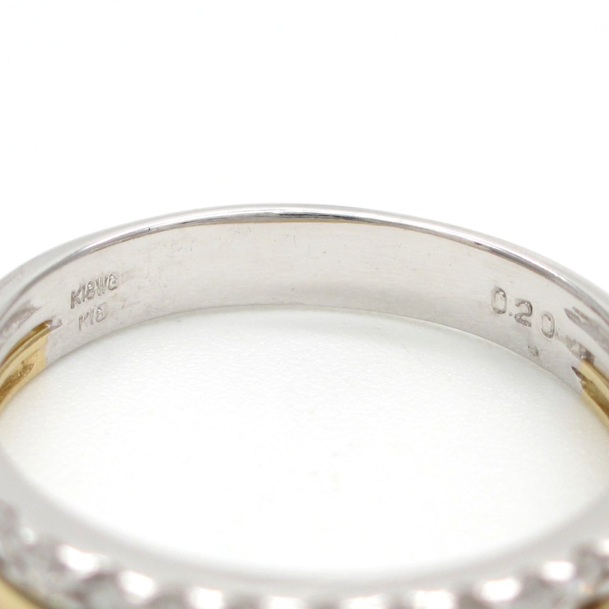 画像5: K18　ゴールド　K18WG　ホワイトゴールド　ダイヤモンド　0.20ct　指輪　中古　ダイヤ　美品　リング　一文字風　レディース　ジュエリー　アクセサリー　シンプル　コンビ　質屋　4月誕生石