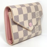 【LOUIS VUITTON】ルイ・ヴィトン ポルトフォイユ・ヴィクトリーヌ ダミエアズール　ローズバレリーヌ　N64022 ホック開閉式 三つ折り 財布　中古　美品　 ウォレット　質屋　