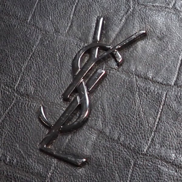 画像3: 【SAINT LAURENT PARIS】サンローラン　パリ　YSL　クロコ型押し　529899　C9H0U　ラウンドファスナー　ブラック　レザー　長財布　ウォレット　メンズ　中古　質屋　黒　カーフレザー イタリー　 財布