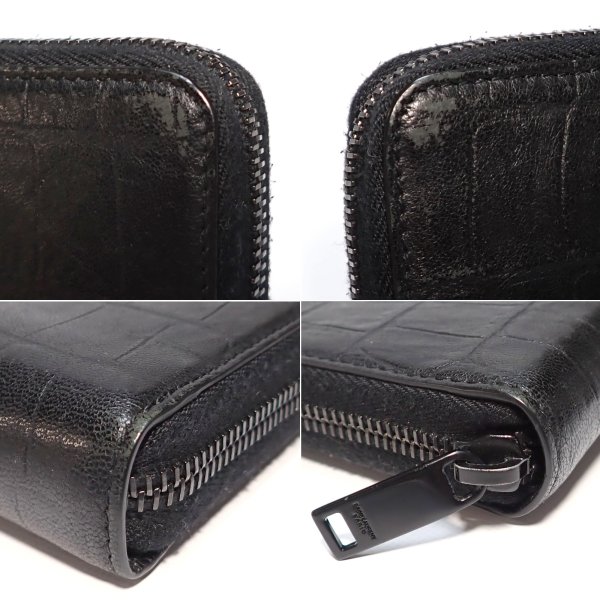 画像4: 【SAINT LAURENT PARIS】サンローラン　パリ　YSL　クロコ型押し　529899　C9H0U　ラウンドファスナー　ブラック　レザー　長財布　ウォレット　メンズ　中古　質屋　黒　カーフレザー イタリー　 財布