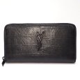 画像1: 【SAINT LAURENT PARIS】サンローラン　パリ　YSL　クロコ型押し　529899　C9H0U　ラウンドファスナー　ブラック　レザー　長財布　ウォレット　メンズ　中古　質屋　黒　カーフレザー イタリー　 財布 (1)