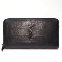 【SAINT LAURENT PARIS】サンローラン　パリ　YSL　クロコ型押し　529899　C9H0U　ラウンドファスナー　ブラック　レザー　長財布　ウォレット　メンズ　中古　質屋　黒　カーフレザー イタリー　 財布