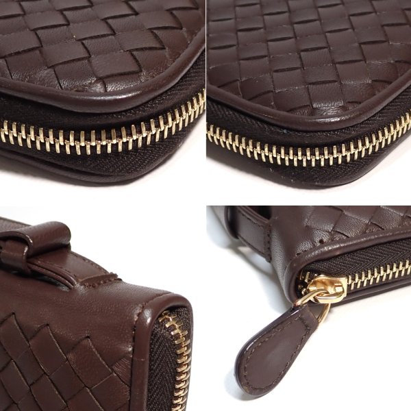 画像4: 【BOTTEGA VENETA】ボッテガヴェネタ イントレチャート トラベルポーチ　ラウンドファスナー　財布　長財布　レザー ブラウン　メンズ　169730 V0013 2040　イタリー　ITALY　ラム　中古　美品 　質屋
